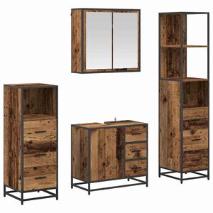 vidaXL Set di mobili per il bagno con cassetto 4 pcs Legno vecchio