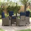 vidaXL Set da Pranzo per Giardino con cuscino 5 pcs Grigio polyrattan