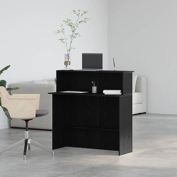 vidaXL Banco Reception Nero 100x50x103,5 cm in Legno Multistrato