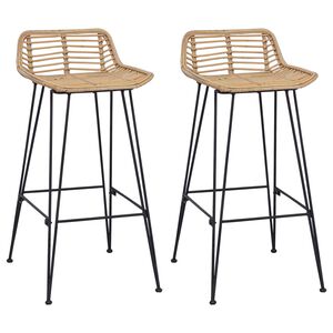 vidaXL Sgabello da bar 2 pz Naturale 44 x 45 x 76 cm Rattan e acciaio