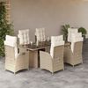 vidaXL Set da Pranzo da Giardino 7 pz con Cuscini Beige in Polyrattan