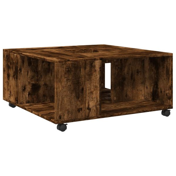 vidaXL Tavolino da Salotto Rovere Fumo 80x80x40cm in Legno Multistrato
