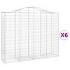 vidaXL Cesti Gabbioni ad Arco 6 pz 200x50x160/180 cm Ferro Zincato