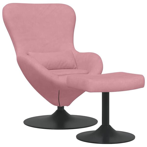 vidaXL Sedia Egg con Pouf Rosa Velluto