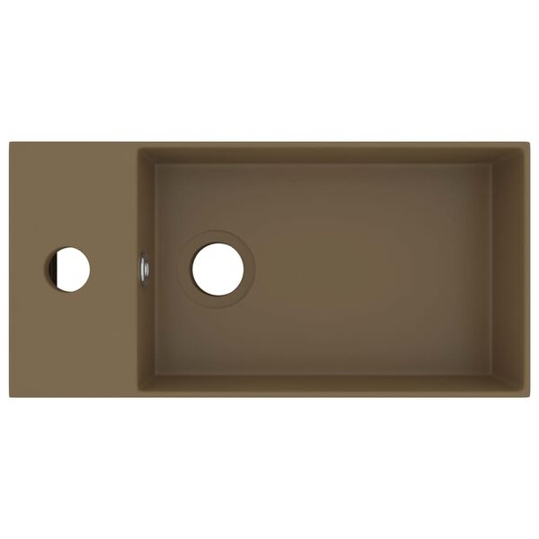 vidaXL Lavandino con Troppopieno in Ceramica Crema Opaco