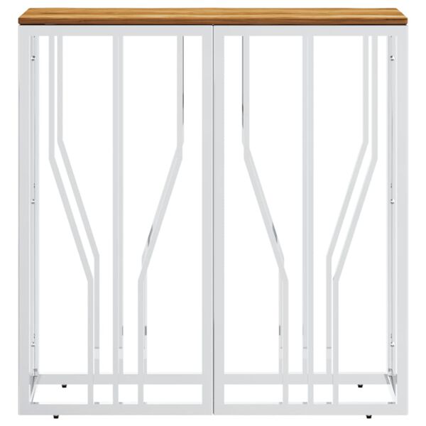 vidaXL Tavolino da Salotto Argento in Acciaio Inox e Massello d'Acacia