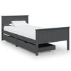 vidaXL Giroletto 2 Cassetti Grigio Scuro Legno Massello Pino 100x200cm