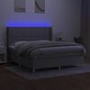 vidaXL Letto a Molle Materasso e LED Grigio Chiaro 180x200 cm Tessuto