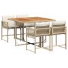 vidaXL Set da Pranzo da Giardino 5 pz con Cuscini Beige in Polyrattan
