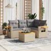 vidaXL Set Divano da Giardino 5 pz con Cuscini Beige in Polyrattan
