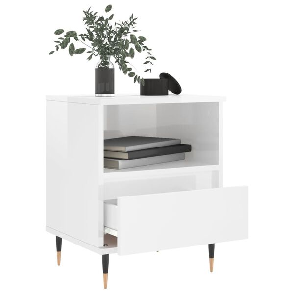 vidaXL Comodini 2pz Bianco Lucido 40x35x50 cm in Legno Multistrato