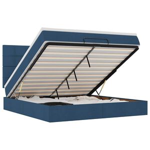 vidaXL Struttura Letto Pouf con Materasso Blu 180x200cm in Tessuto