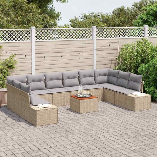 vidaXL Set Divano da Giardino 11 pcs beige e grigio chiaro