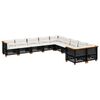 vidaXL Set Divani da Giardino 10pz con Cuscini in Polyrattan Nero