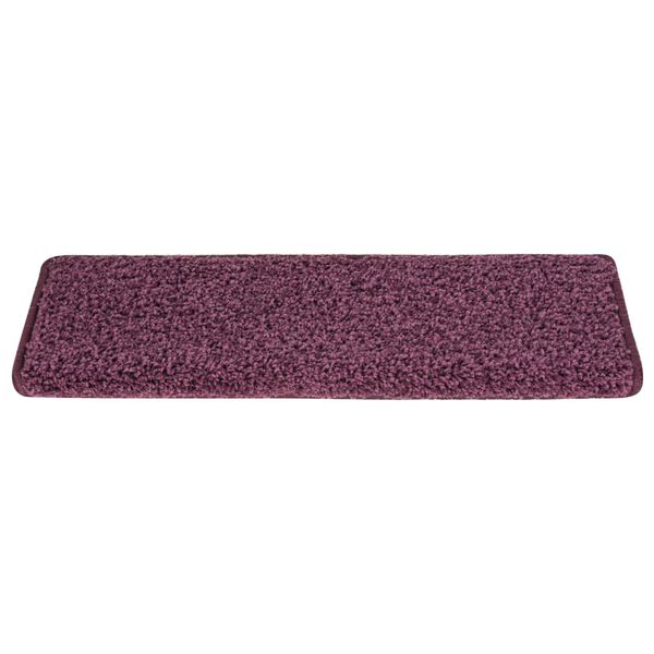 vidaXL Tappetini per scale 15 pz 65x21x4 cm Viola scuro con bordo rettangolare