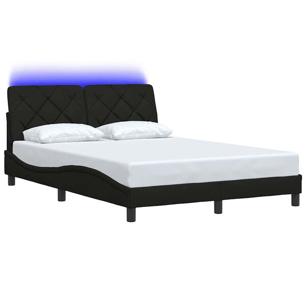 vidaXL Giroletto con LED senza Materasso Nero 120x200 cm Tessuto