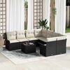 vidaXL Set Divano da Giardino 9 pcs Nero Poly Rattan