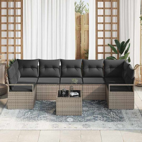vidaXL Set di divani 8 pcs Grigio polyrattan