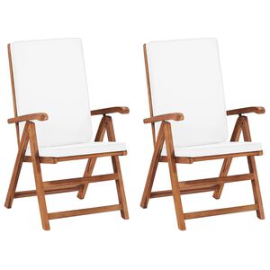 vidaXL Sedie da Giardino con Cuscini 2 pz Legno Massello di Teak Crema