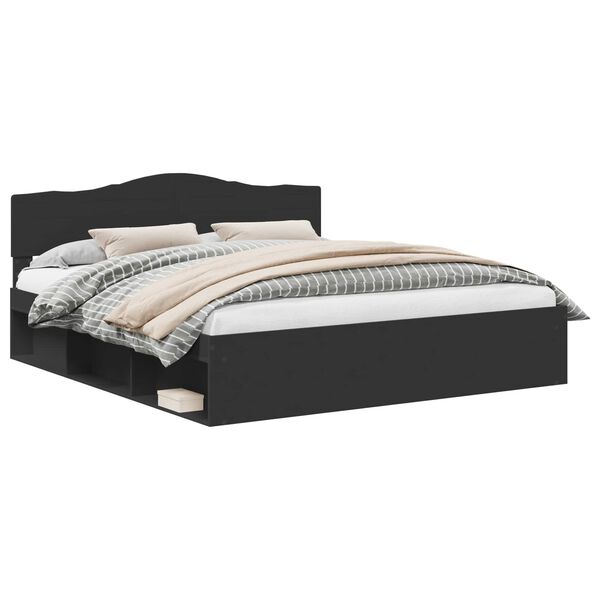 vidaXL Struttura del letto Nero 200 x 200 cm Pino massello