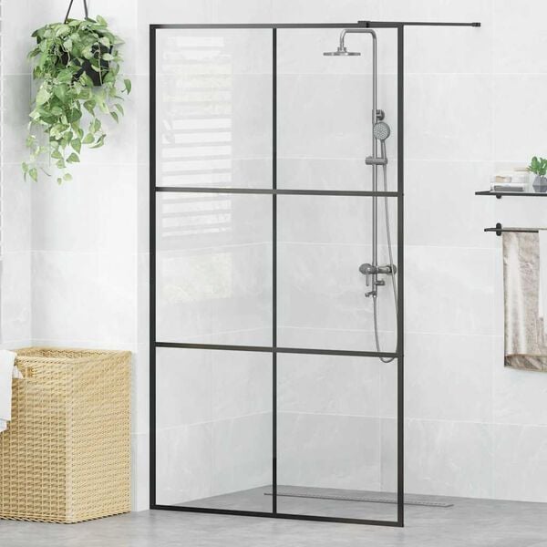vidaXL Parete per Doccia Walk-in Vetro Trasparente ESG 115x195cm Nera