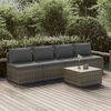 vidaXL Set Divani da Giardino 5 pz con Cuscini in Polyrattan Grigio
