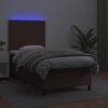 vidaXL Giroletto Molle con Materasso e LED Marrone 80x200cm Similpelle