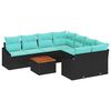 vidaXL Set Divano da Giardino 9 pz Nero polyrattan