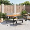 vidaXL Set da Pranzo da Giardino 3 pz con Cuscini Nero in Polyrattan
