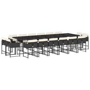 vidaXL Set da Pranzo da Giardino 17 pz con Cuscini Nero in Polyrattan