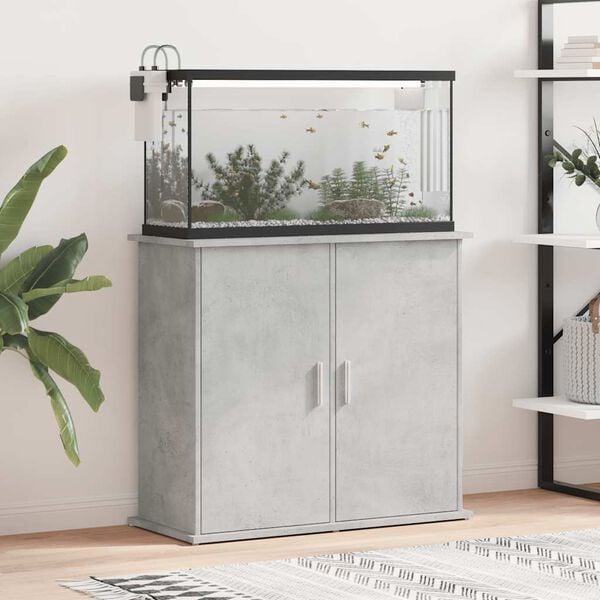 vidaXL Supporto per acquario in cemento grigio 81x36x73 cm in legno ingegnerizzato