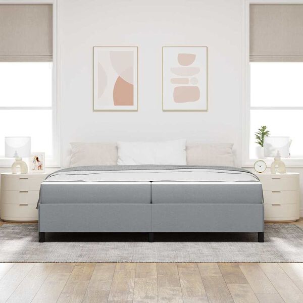 vidaXL Letto a molle con materasso Grigio chiaro 200 x 200 cm Tessuto