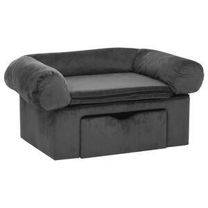 vidaXL Divano per Cani con Cassetto Grigio Scuro 75x50x38cm in Peluche