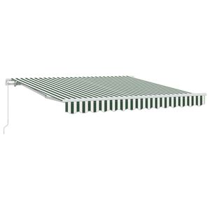 vidaXL Tenda Retrattile Verde e Bianco 350 x 250 cm