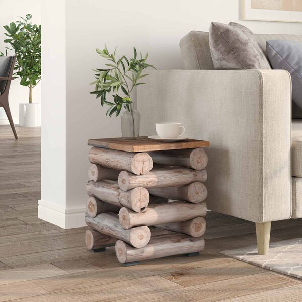 vidaXL Pouf Naturale 30 x 30 x 38 cm Legno di teak solido