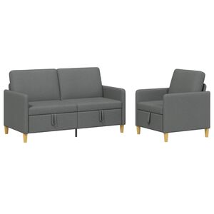vidaXL Set di Divani con Storage 2 pz Grigio Scuro Poliestere
