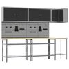vidaXL Set di mobili da lavoro con lo scaffale 10 pz Nero e Grigio