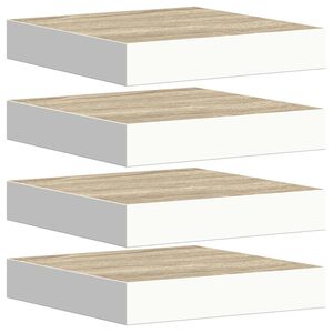 vidaXL Scaffali a Parete 4 pz Rovere e Bianco 23x23,5x3,8 cm in MDF