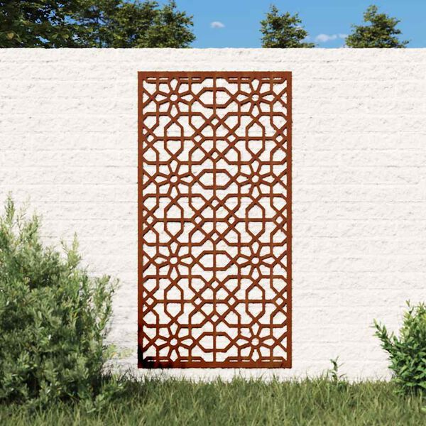 vidaXL Decorazione Muro da Giardino 105x55 cm Moresco Acciaio Corten
