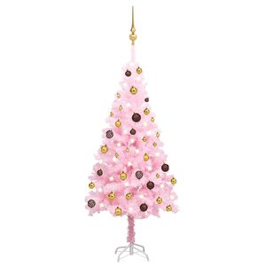 vidaXL Albero di Natale Preilluminato con Palline Rosa 150 cm PVC