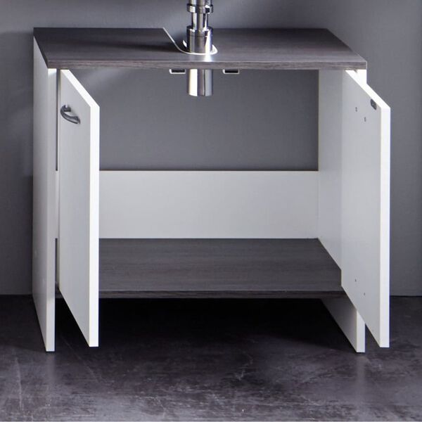 Trendteam Unit&agrave; Lavabo con 2 Ripiani SanDiego Bianco e Argento Fum&eacute;