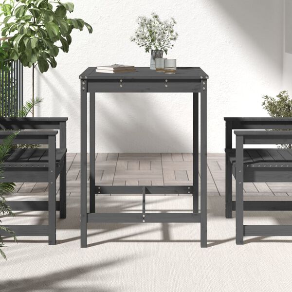 vidaXL Tavolo da Giardino Grigio 82,5x82,5x110 cm Legno Massello Pino