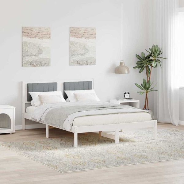 vidaXL Letto con Testiera Rivestita Grigio chiaro 140 x 190 cm