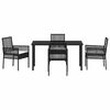 vidaXL Set da Pranzo per Giardino con cuscino 5 pcs Nero polyrattan