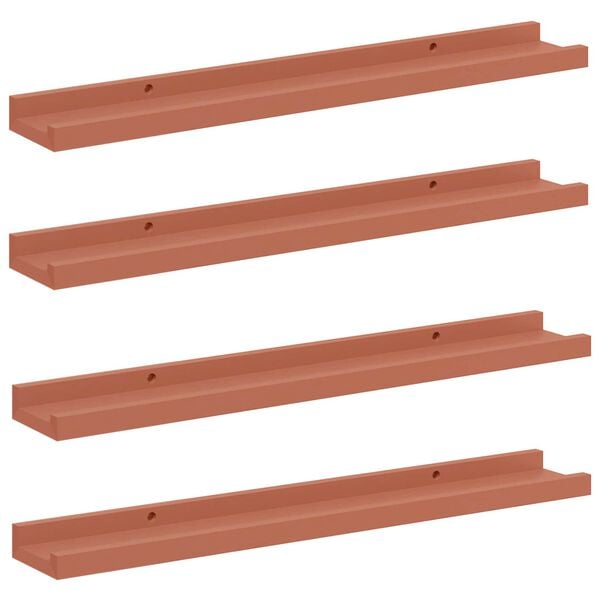 vidaXL Scaffale da parete 4 pcs Rosso 60 x 9 x 3 cm Legno multistrato