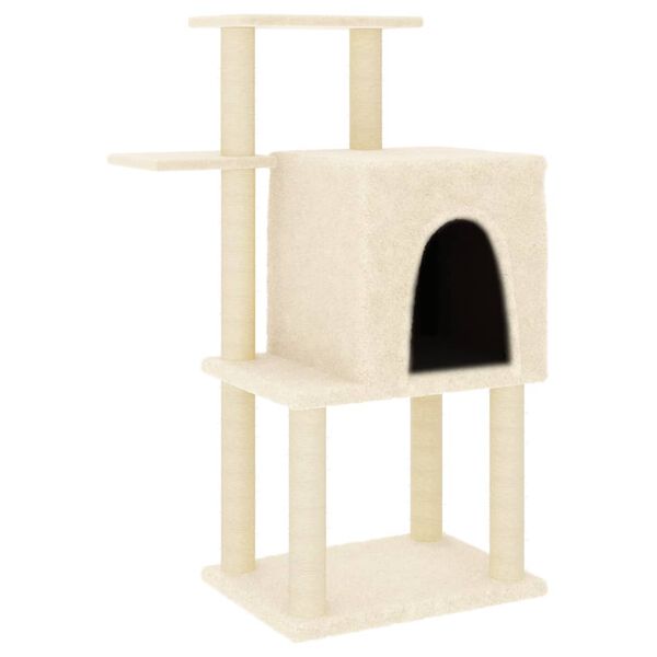 vidaXL Albero per Gatti con Tiragraffi in Sisal Crema 97 cm