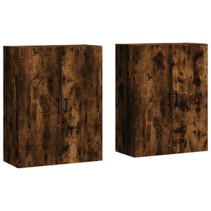 vidaXL Mobili a Parete 2 pz Rovere Fumo 69,5x34x90 cm