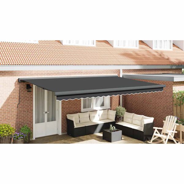 vidaXL Tenda da Sole Retrattile Antracite 5x3 m in Tessuto e Alluminio