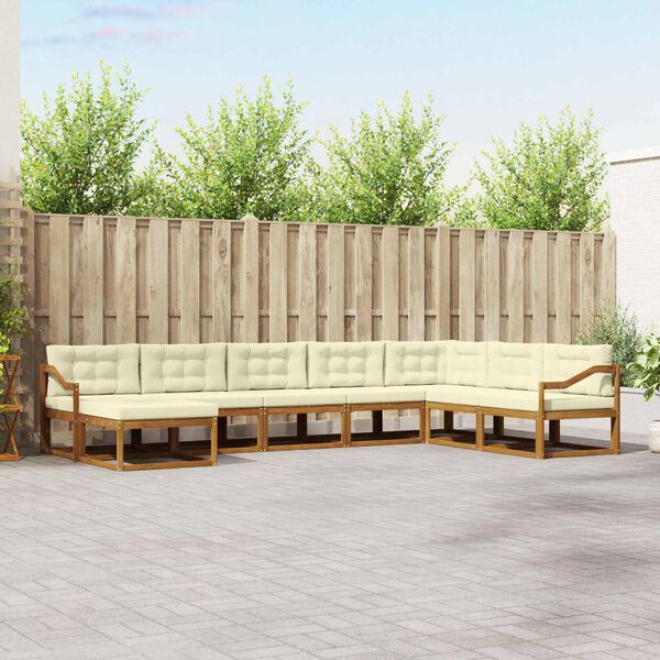 vidaXL Set di divani da esterno con cuscino 8 pcs Naturale e Crema