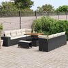 vidaXL Set Divano da Giardino 11 pcs Nero e Crema polyrattan